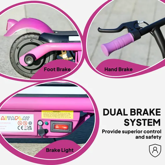 Buy Electric Scooter for Kids Ages 6-14, with Dual Brakes, Flash Wheel and Colourful Light, Kids Electric Scooter E Scooter, Up to 12 KM/H & 10 KM, Purple, 5 image