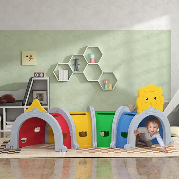 Buy Kids Play Tunnel for 3-6 Years Crawl and Climb, Lion Design, Indoor & Outdoor, 2 image