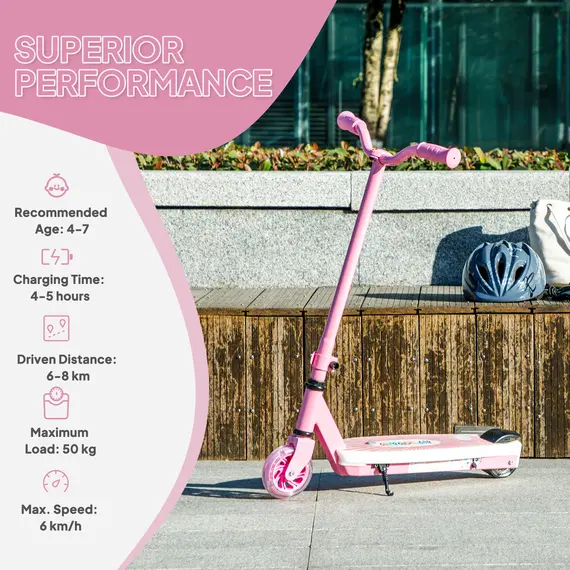 Buy Electric Scooter for Kids Ages 4-7, with Auxiliary Rear Wheels, Flashing LED Light and Electric Brake, Kids Electric Scooter for Boys Girls, 6 KM/H & 8 KM, Pink, 8 image