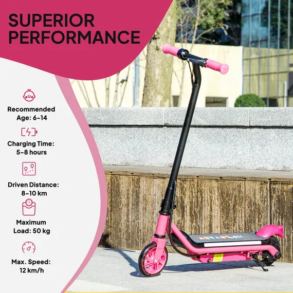 Buy Electric Scooter for Kids Ages 6-14, with Dual Brakes, Flash Wheel and Colourful Light, Kids Electric Scooter E Scooter, Up to 12 KM/H & 10 KM, Pink, 7 image