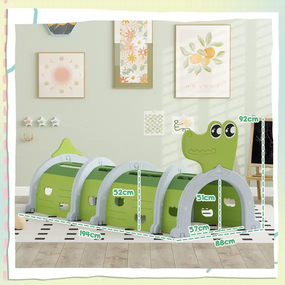 Buy Crocodile Design Kids Play Tunnel for Ages 3-6 Crawl and Climb, 3 image