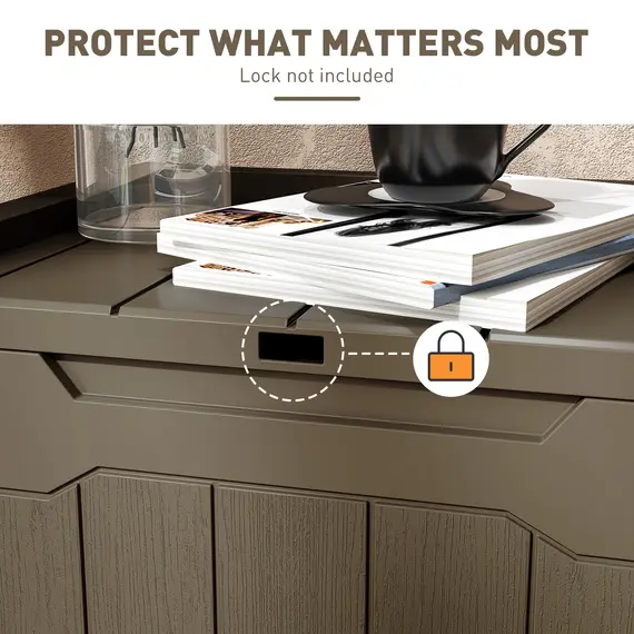 Buy 107 L Plastic Storage Chest with Lid - Dark Brown, 5 image