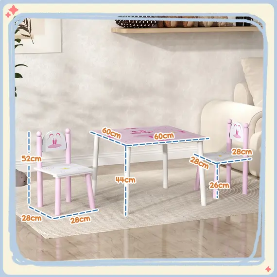 Buy Princess Design Kids Table and Chairs Set for Activity, Art, Drawing, Toddler Table and Chairs Set for Playroom, Nursery, 3 image