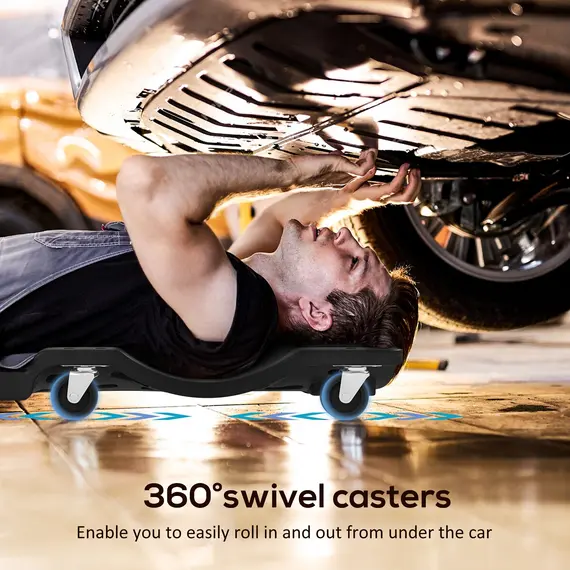 Buy Mechanic Vehicle Creeper, Under-Car Rolling Crawler Board, with Headrest, Wheels, Black, 4 image