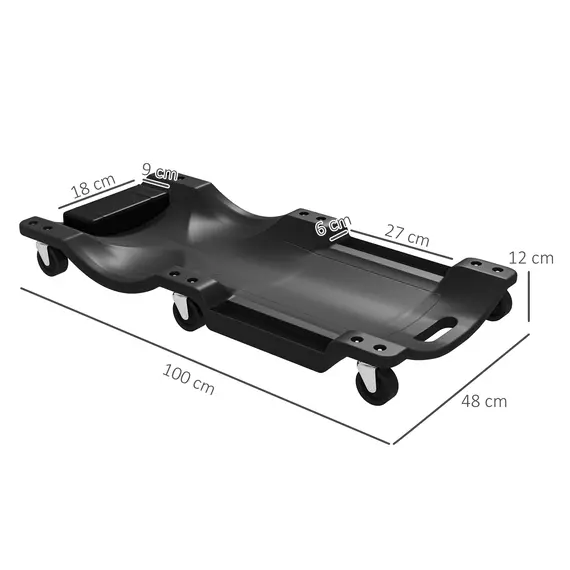 Buy Mechanic Vehicle Creeper, Under-Car Rolling Crawler Board, with Headrest, Wheels, Black, 3 image