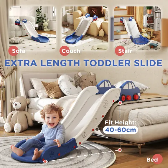 Buy Kids Slide for Couch, Bed, Sofa, with Extended Length, Easy to assemble and Store, White and Blue, 4 image