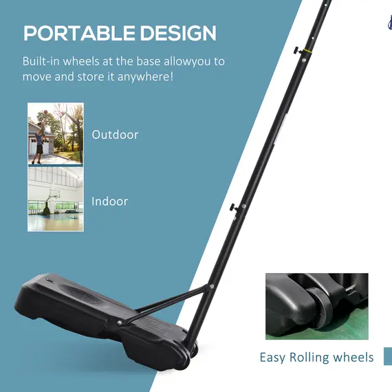 Buy 1.55-2.1m Basketball Hoop and Stand w/ Fillable Base, Wheels, 4 image
