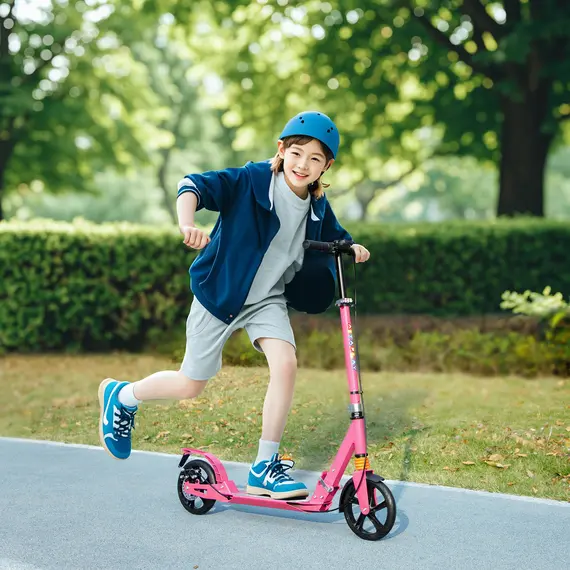 Buy Kids Scooter with Four-Level Adjustable Handlebar, Dual Brake System, 200mm Wheels, ABEC-7 Bearings, Pink, 2 image