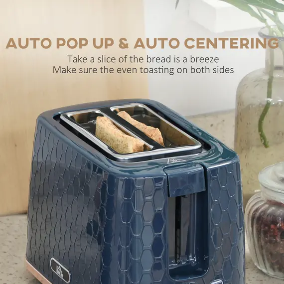 Buy 1.7L 3000W Fast Boil Kettle & 2 Slice Toaster Set, Kettle and Toaster Set with Auto Shut Off, Browning Controls, Blue, 6 image