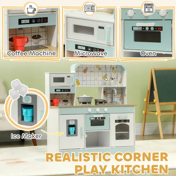 Buy Toy Kitchen, Pretend Role Play Kitchen with Hob, Sound and Light, Coffee Machine, Ice Maker, Microwave, 5 image