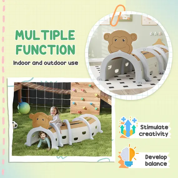 Buy Monkey Design Kids Play Tunnel for Crawl and Climb, for 3-6 Years, Brown, 4 image