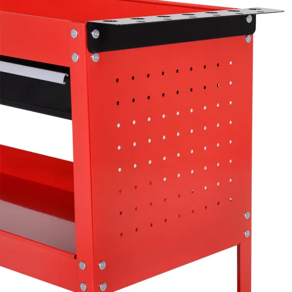 Buy 3-Tier Tool Trolley Cart Storage Shelf Roller Cabinet DIY Box Garage Workshop with Drawer Red, 8 image