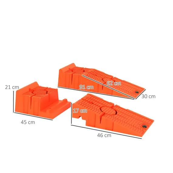 Buy 2 Pieces Car Ramps Heavy Duty 5 Ton Motorhome Levelling Ramps, Plastic Garage Workshop Car Lift, Portable Automotive Vehicle Campervan Car Ramp, Orange, 3 image