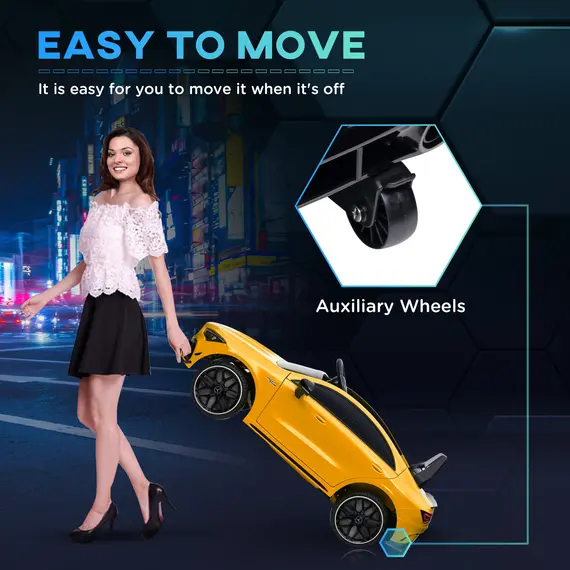 Buy Mercedes-Benz AMG CLA 45 Licensed 12V Kids Electric Car Ride on Car w/ Remote, Suspension Lights Music Horn - Yellow, 5 image