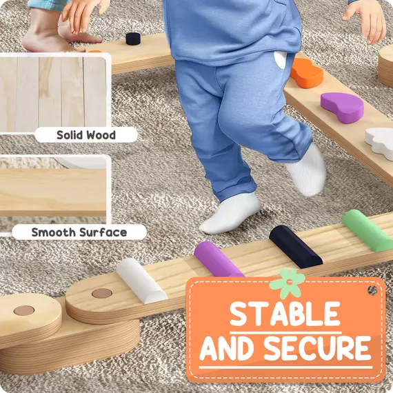 Buy Wooden Balance Beam for Kids, Balance, Coordination, Agility, 6 image