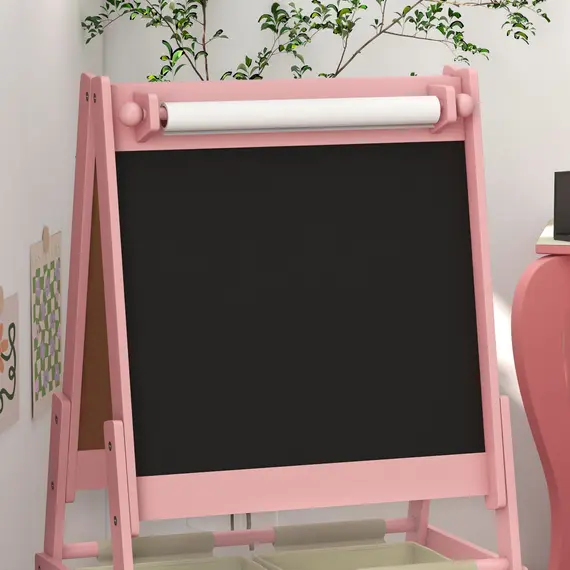 Buy Three-In-One Kids Easel with Paper Roll, Art Easel, with Storage - Pink, 9 image