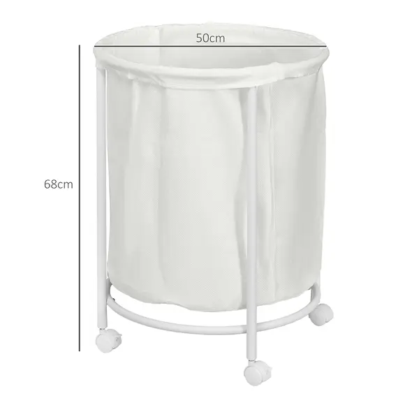 Buy 100L Steel Frame Laundry Bin, with Wheels - White, 3 image