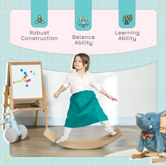 Buy Wooden Balance Board for Children 3-8 Years Old, Natural Tone, 5 image