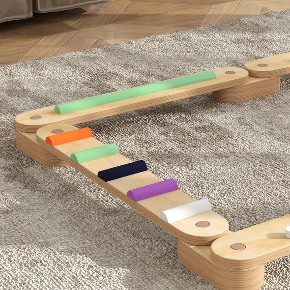 Buy Wooden Balance Beam for Kids, Balance, Coordination, Agility, 9 image