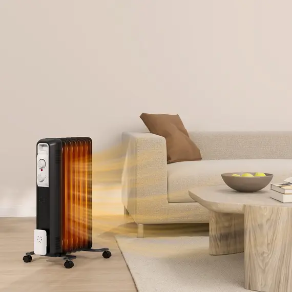 Buy 1.5kW Seven Fin Oil-Filled Radiator - Black, 2 image
