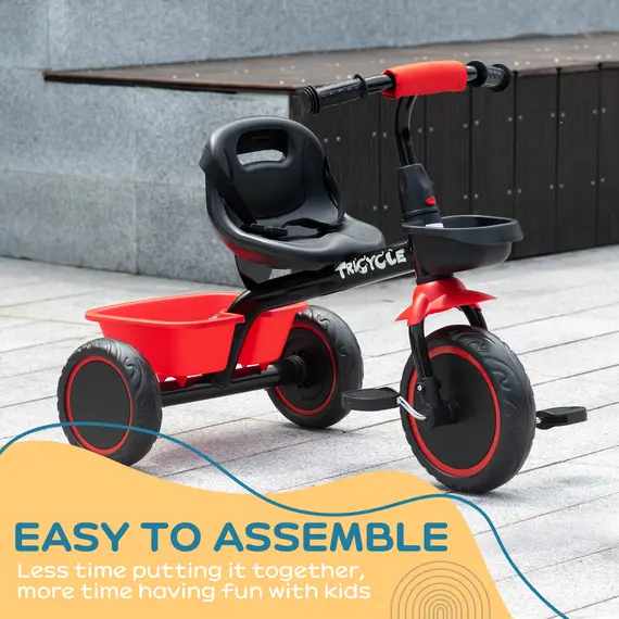 Buy Kids Trike for 2-5 Years with Adjustable Seat, Pedal, Baskets, Red, 6 image