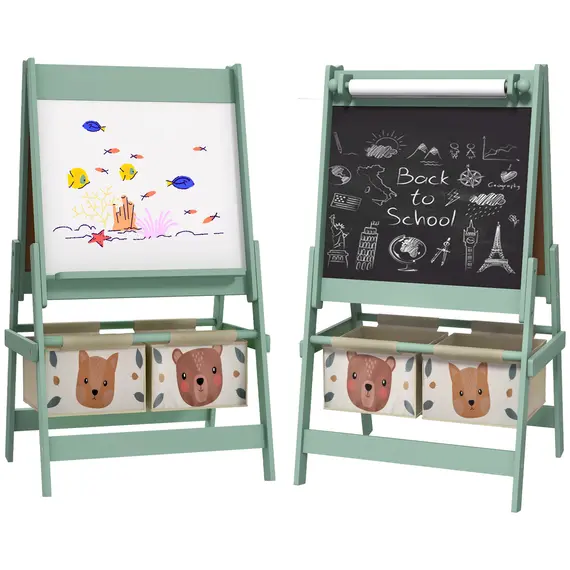 Buy Three-In-One Kids Easel with Paper Roll, Art Easel, with Storage - Green