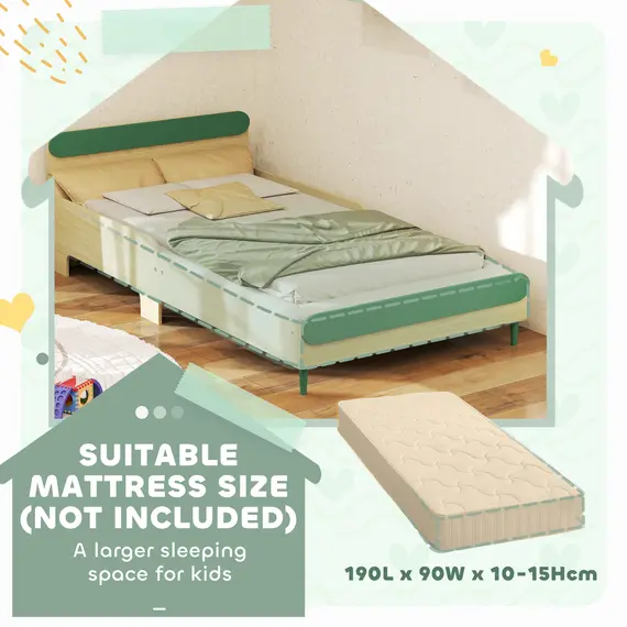 Buy Toddler Bed with Safety Rail, for Ages 3-10 Years, 195 x 103 x 60.5cm, Green, 4 image