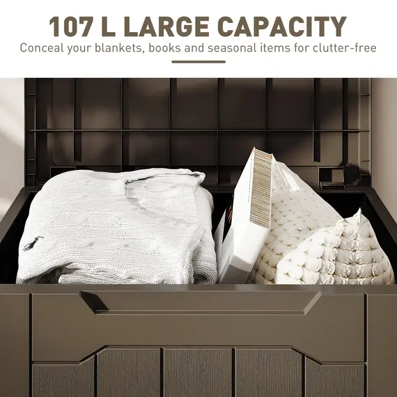 Buy 107 L Plastic Storage Chest with Lid - Dark Brown, 4 image