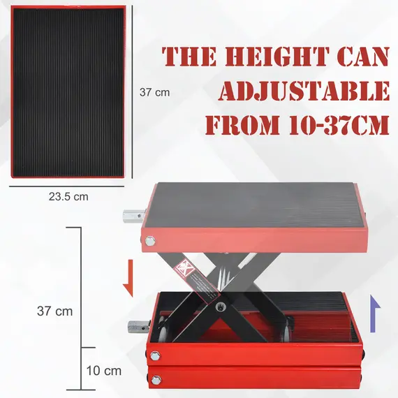 Buy 500KG Motorcycle Lift Scissor Jack, Height Adjustable Motorbike Stand with Anti-Slip Wide Deck, Heavy Duty Steel Motorbike Repair Lift Hoist Stand for Home Garage, Red, 5 image