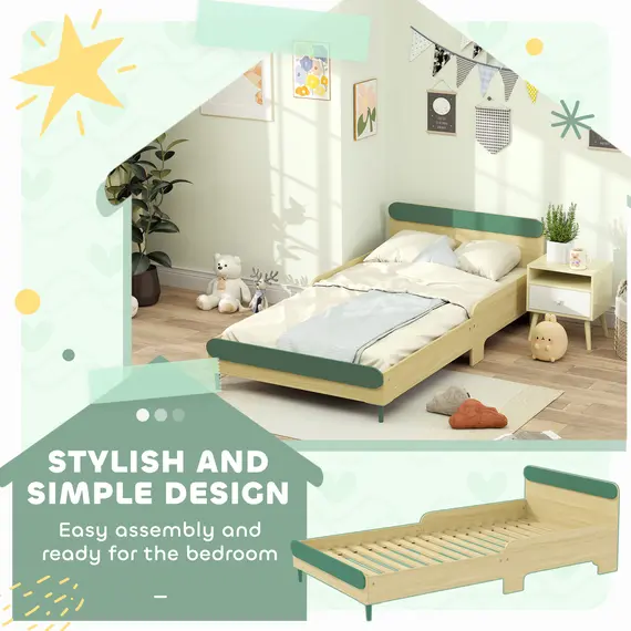 Buy Toddler Bed with Safety Rail, for Ages 3-10 Years, 195 x 103 x 60.5cm, Green, 7 image