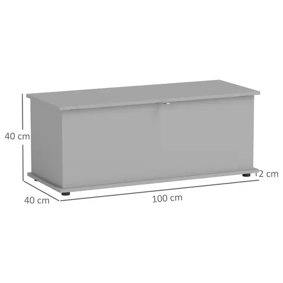 Buy 113L Storage Chest, Storage Box with Flip-Top Lid and 2 Safety Hinges, Storage Trunk for Living Room, Entryway, 100 x 40 x 40 cm, Grey, 3 image