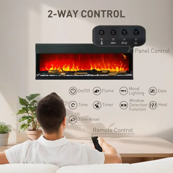 Buy 1800W 15-40„ƒ Adjustable Flame Glass Panel Convector Heater, 152cm, 5 image