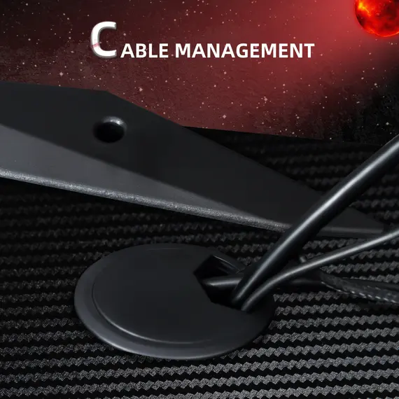 Buy 122 x 66 cm Gaming Desk, Carbon Fibre Covered Computer Desk, Gamer Workstation with Headphone Hook, Cup Holder and Gamepad Storage Rack, Black and Red, 8 image