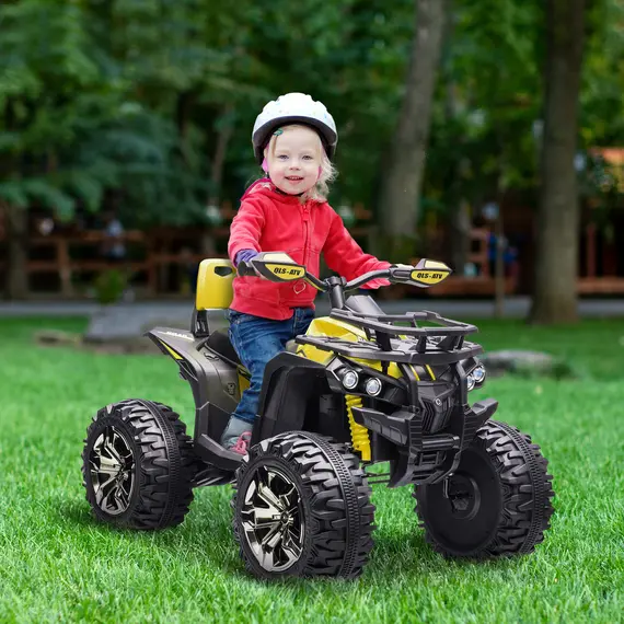 Buy 12V Quad Bike ATV with LED Lights, Music, Backrest, Forward, Backward, Yellow, 2 image