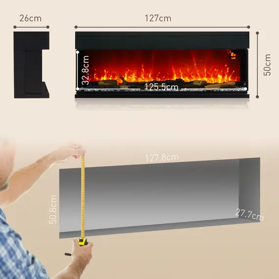 Buy 1800W 15-40„ƒ Adjustable Flame Glass Panel Convector Heater, 127cm, 3 image