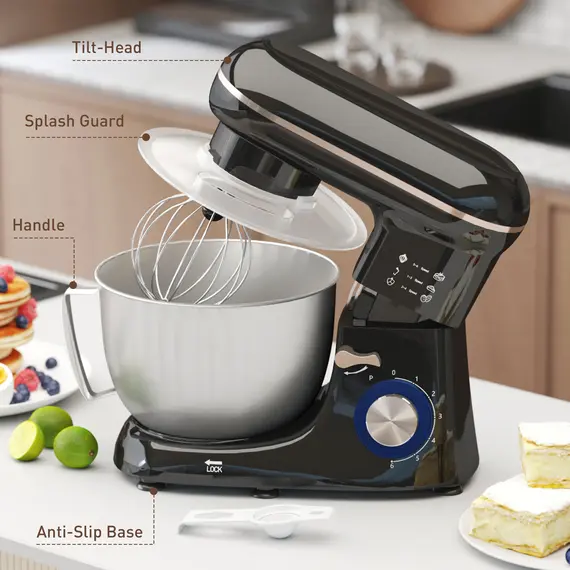Buy 1300W Kitchen Stand Mixer, with Accessories - Black, 9 image
