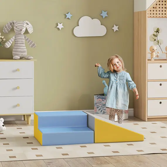 Buy 2 Piece Soft Play Set for Toddler Climb and Crawl, for 12-36 Months, Grey, 2 image