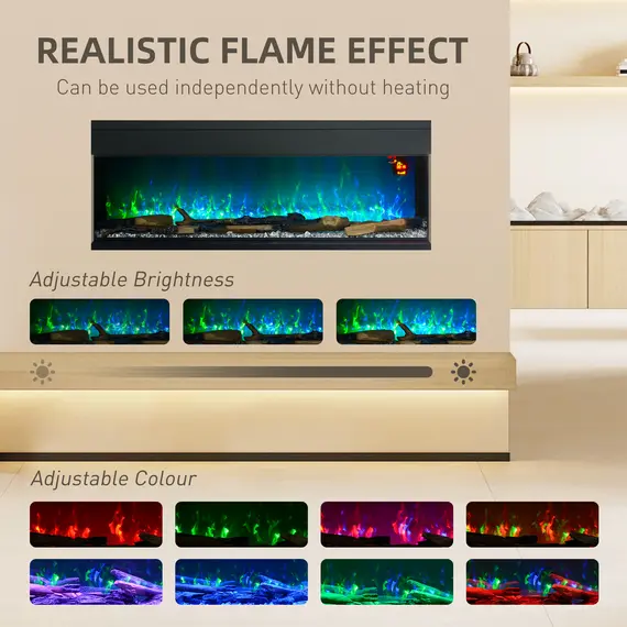 Buy 1800W 15-40„ƒ Adjustable Flame Glass Panel Convector Heater, 127cm, 4 image