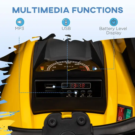 Buy 12V Quad Bike ATV with LED Lights, Music, Backrest, Forward, Backward, Yellow, 5 image