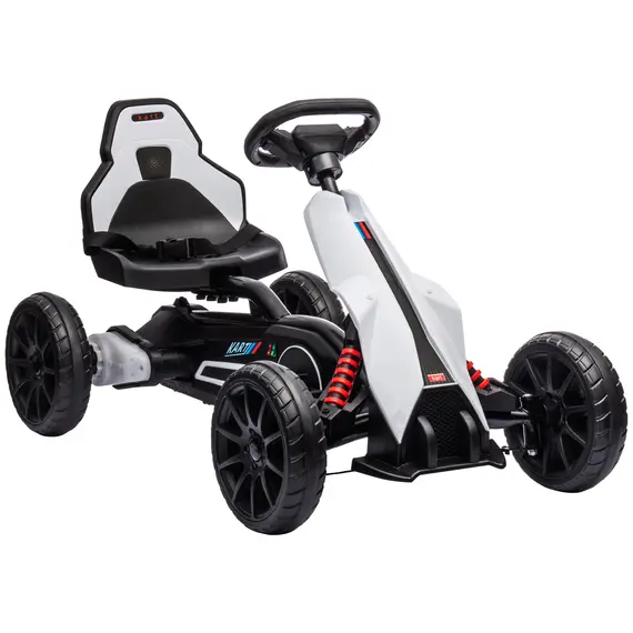 Buy 12V Electric Go Kart for Kids, Ride-On Racing Go Kart with Forward Reversing, Rechargeable Battery, 2 Speeds, for Boys Girls Aged 3-8 Years Old - White