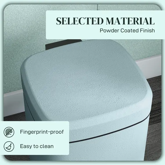 Buy 12L Modern Boxy Metal Home Kitchen Bin - Light Green, 6 image