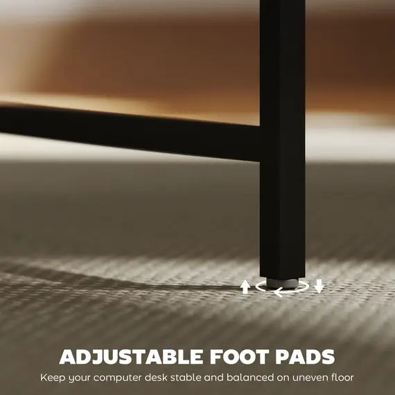 Buy 120cm Computer Desk with LED Lights and Power Outlets, Gaming Desk with Monitor Stand, Computer Table with Remote for Home Office Study, Rustic Brown, 7 image