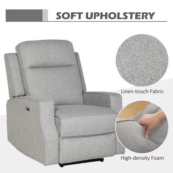 Buy 150° Electric Reclining Chair, with USB port and Footrest - Grey, 5 image