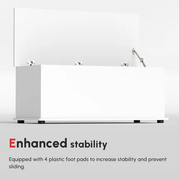 Buy 113L Storage Chest, Storage Box with Flip-Top Lid and 2 Safety Hinges, Storage Trunk for Living Room, Entryway, 100 x 40 x 40 cm, White, 9 image