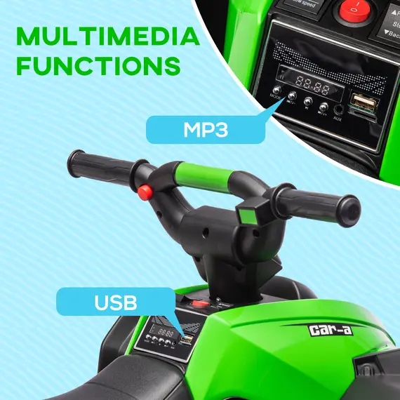 Buy 12V Ride-On Quad Bike w/ Music, Horn, for Ages 3-5 Years - Green, 5 image
