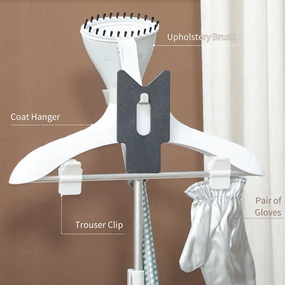 Buy 1800W Standing Clothes Steamer, with Accessories - Grey, 9 image
