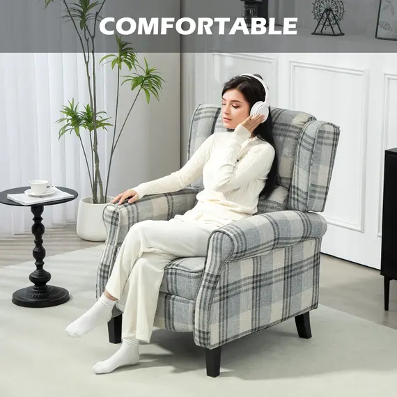 Buy Reclining Armchair, with Footrest - Grey, 5 image
