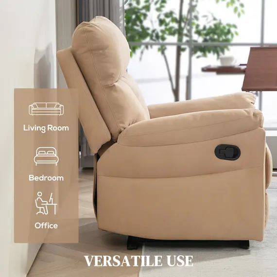 Buy 140° Manual Reclining Armchair, with Footrest - Light Brown, 7 image