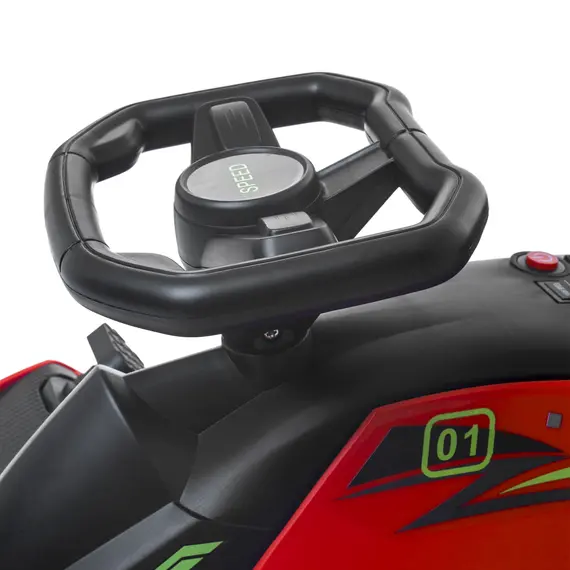 Buy 12V Kids Electric Go Kart with Music, LED Lights, Slow Start, Red, 9 image