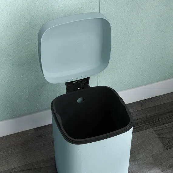 Buy 12L Modern Boxy Metal Home Kitchen Bin - Light Green, 9 image
